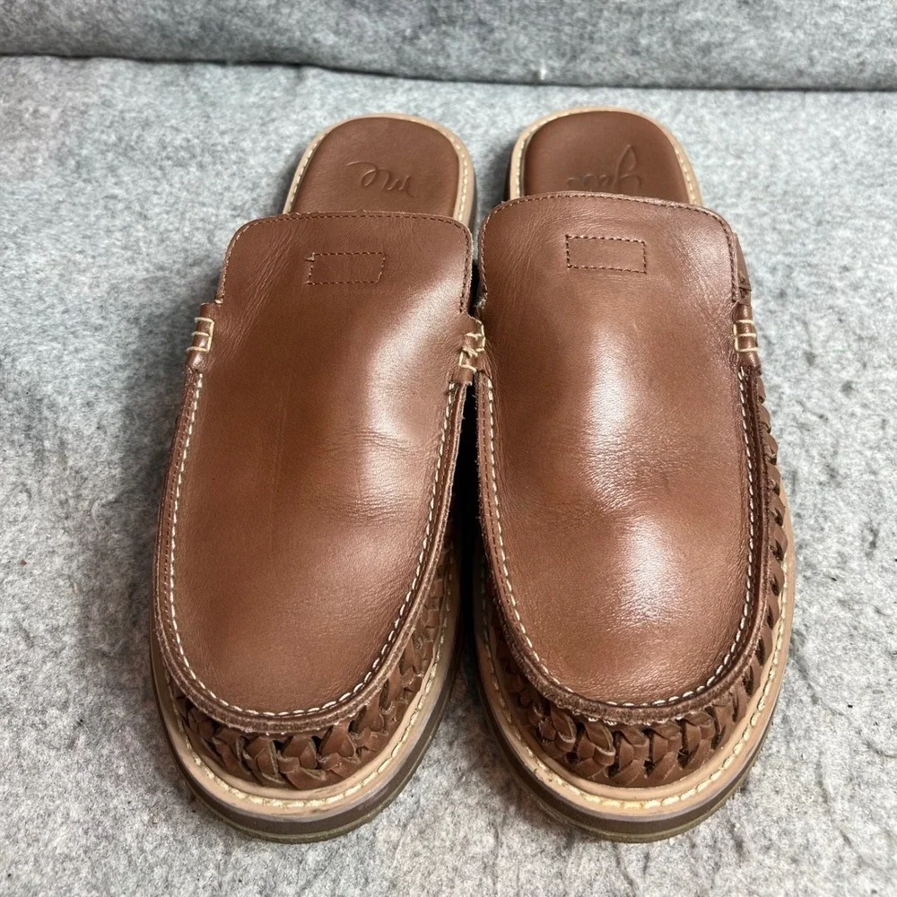 Sanuk Brown Woven Leather Mule Sandals